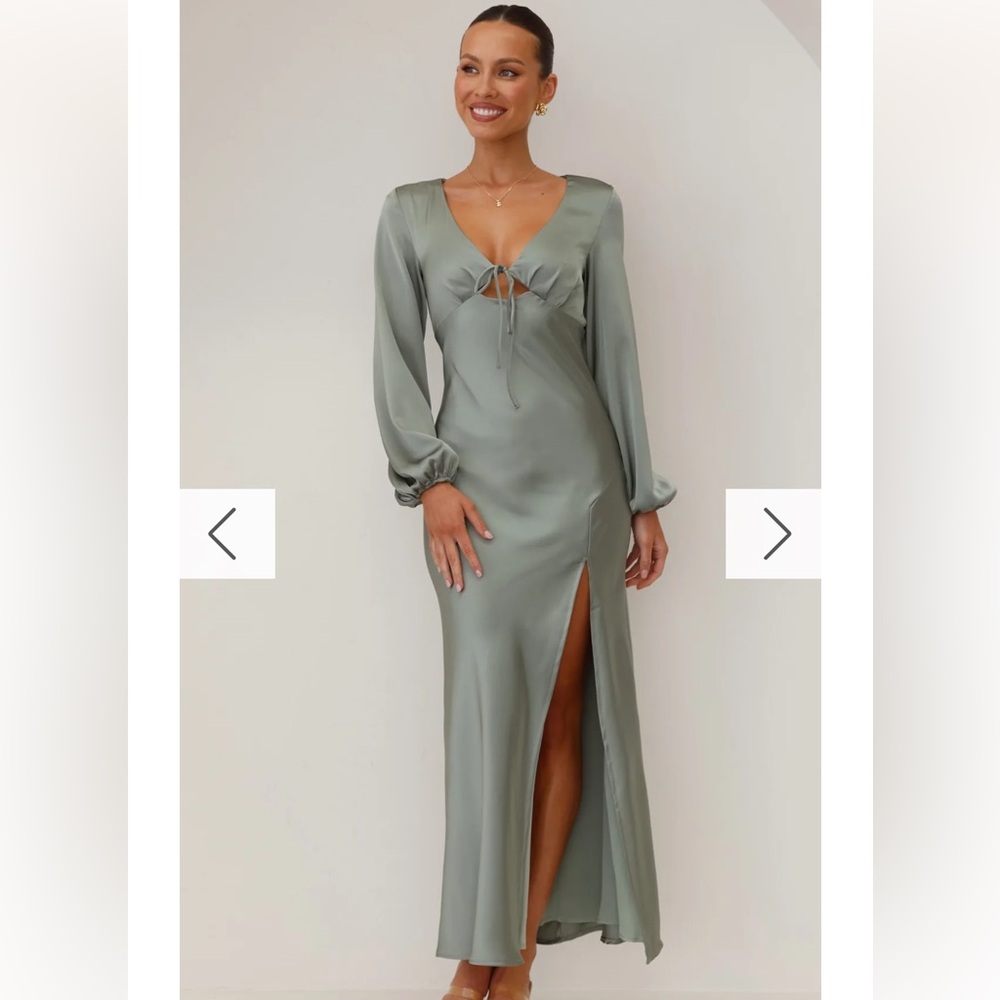 Billy J Brigitte Long Sleeve Maxi Dress in Green